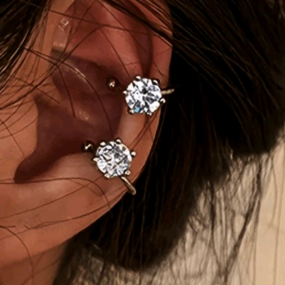 3/$15 - 1 Pair Fashionable Rhinestone Ear Cuffs, Silver Tone